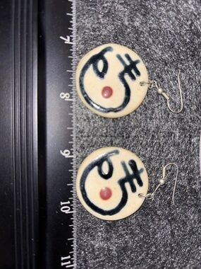 Japanese Hiragana Character Hand Painted Ceramic Earrings